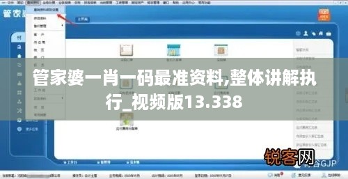 管家婆一肖一码最准资料,整体讲解执行_视频版13.338