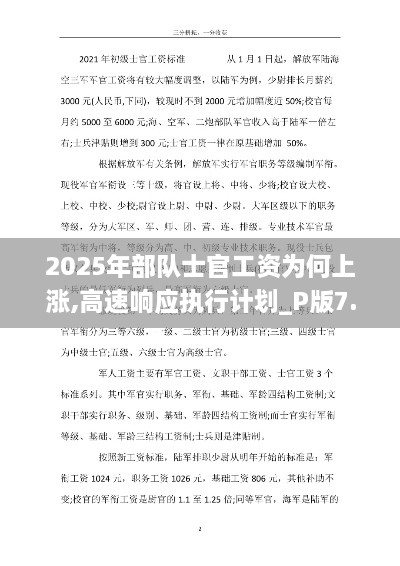 2025年部队士官工资为何上涨,高速响应执行计划_P版7.232