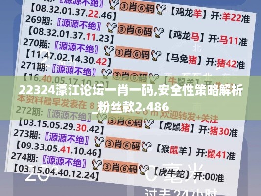 22324濠江论坛一肖一码,安全性策略解析_粉丝款2.486