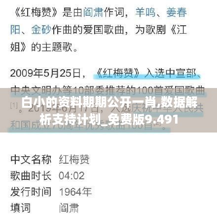 白小的资料期期公开一肖,数据解析支持计划_免费版9.491