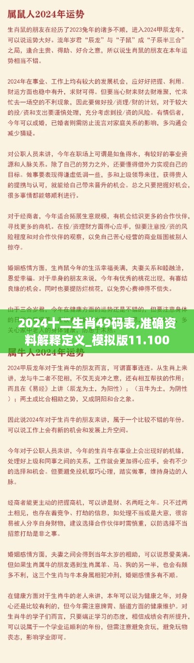 2024十二生肖49码表,准确资料解释定义_模拟版11.100