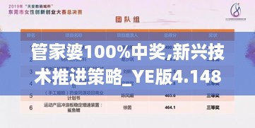 管家婆100%中奖,新兴技术推进策略_YE版4.148