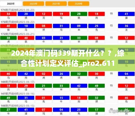 2024年澳门码339期开什么？？,综合性计划定义评估_pro2.611