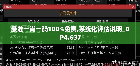 最准一肖一码100%免费,系统化评估说明_DP4.637