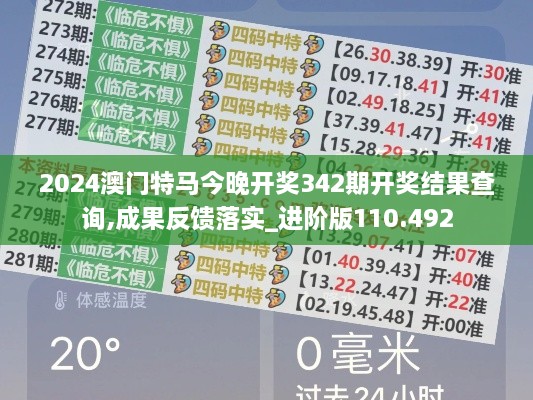 2024澳门特马今晚开奖342期开奖结果查询,成果反馈落实_进阶版110.492