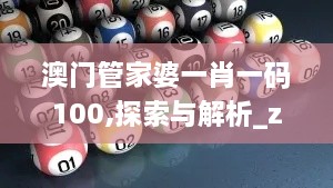 澳门管家婆一肖一码100,探索与解析_zShop4.809