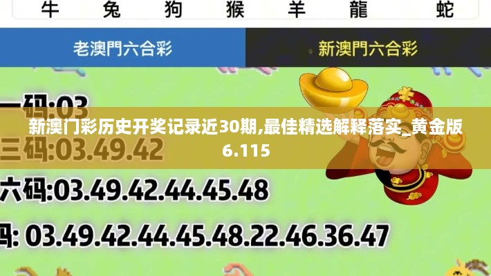 新澳门彩历史开奖记录近30期,最佳精选解释落实_黄金版6.115