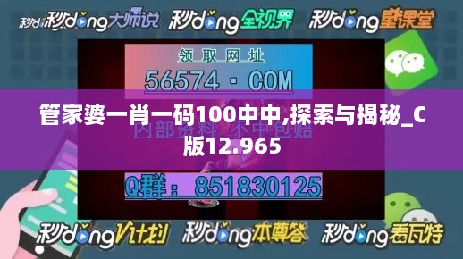 管家婆一肖一码100中中,探索与揭秘_C版12.965