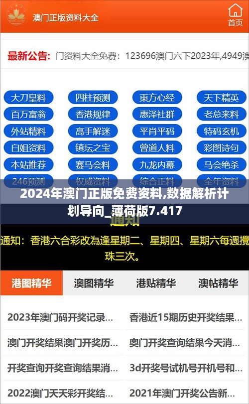 2024年澳门正版免费资料,数据解析计划导向_薄荷版7.417