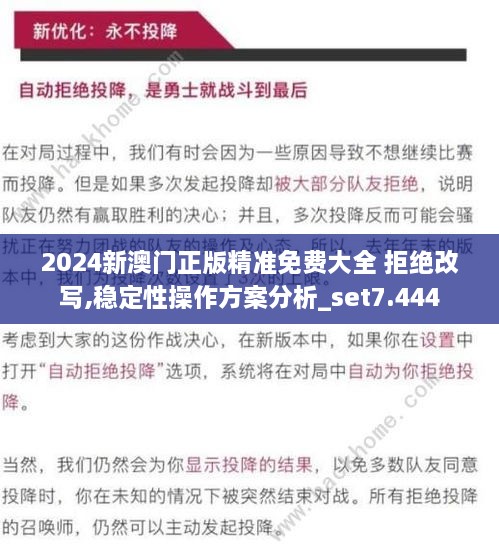 2024新澳门正版精准免费大全 拒绝改写,稳定性操作方案分析_set7.444