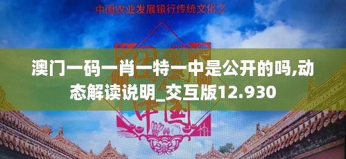 澳门一码一肖一特一中是公开的吗,动态解读说明_交互版12.930