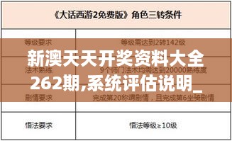 新澳天天开奖资料大全262期,系统评估说明_OP4.849