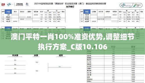 澳门平特一肖100%准资优势,调整细节执行方案_C版10.106