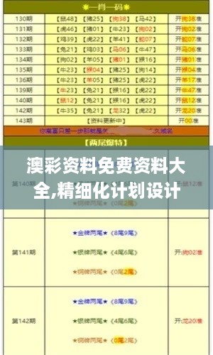 澳彩资料免费资料大全,精细化计划设计_轻量版2.121