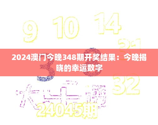 2024澳门今晚348期开奖结果：今晚揭晓的幸运数字