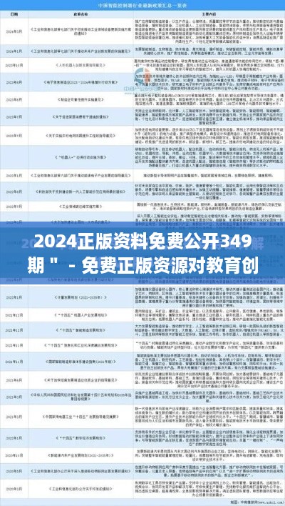 2024正版资料免费公开349期＂ - 免费正版资源对教育创新的影响