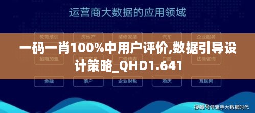 一码一肖100%中用户评价,数据引导设计策略_QHD1.641