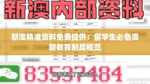 新澳精准资料免费提供：留学生必备澳新教育制度概览