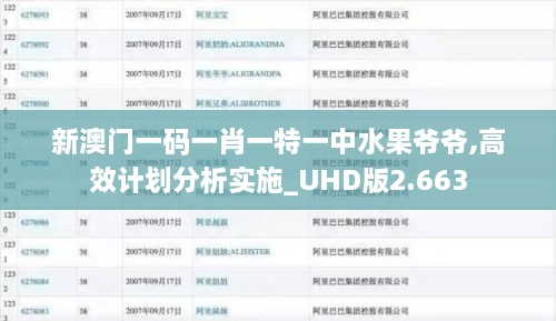 新澳门一码一肖一特一中水果爷爷,高效计划分析实施_UHD版2.663