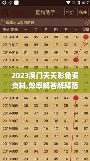 2023澳门天天彩免费资料,效率解答解释落实_精简版1.340