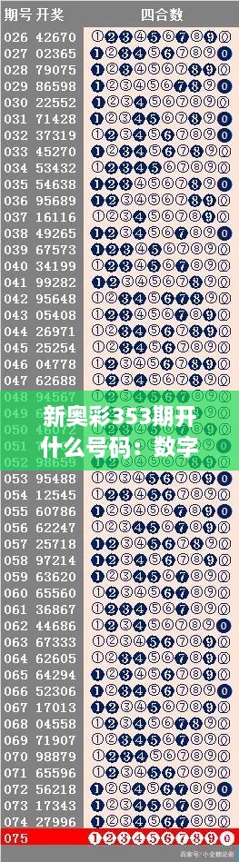 新奥彩353期开什么号码：数字预测策略