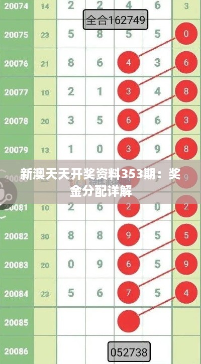 新澳天天开奖资料353期：奖金分配详解