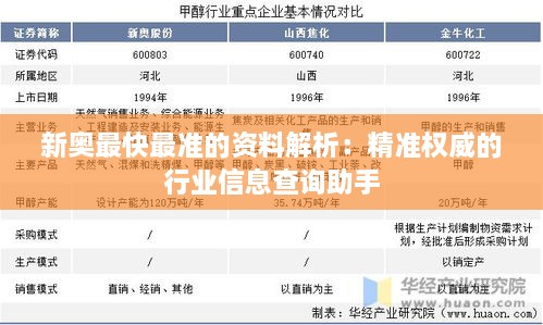 新奥最快最准的资料解析：精准权威的行业信息查询助手