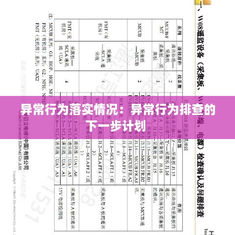 异常行为落实情况：异常行为排查的下一步计划 