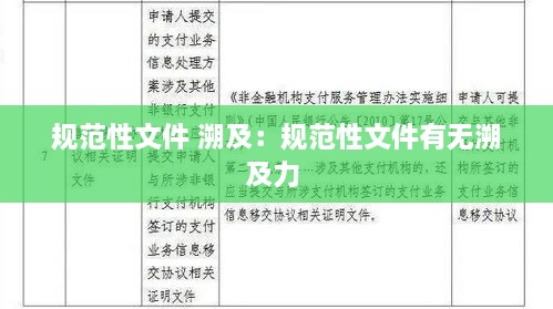 规范性文件 溯及：规范性文件有无溯及力 