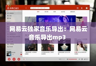 网易云独家音乐导出：网易云音乐导出mp3 