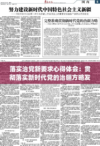 落实治党新要求心得体会：贯彻落实新时代党的治疆方略发言稿 