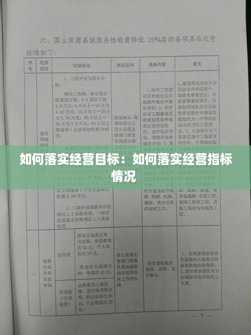 如何落实经营目标：如何落实经营指标情况 