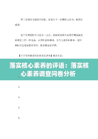 落实核心素养的评语：落实核心素养调查问卷分析 