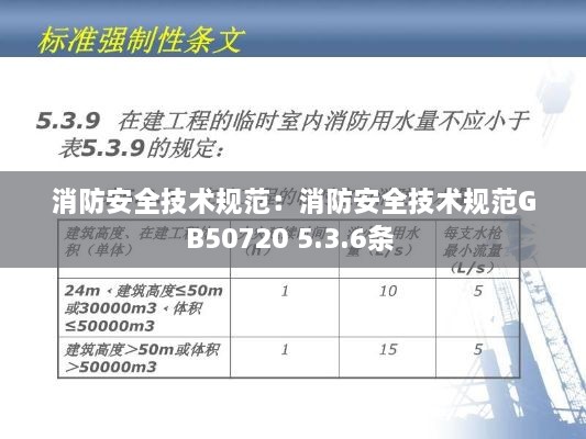 消防安全技术规范：消防安全技术规范GB50720 5.3.6条 