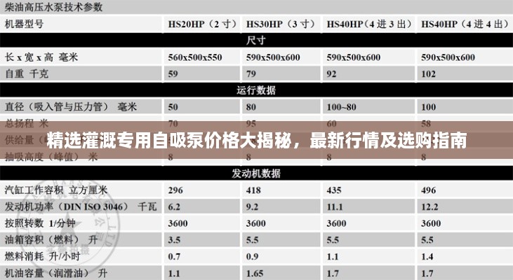 精选灌溉专用自吸泵价格大揭秘，最新行情及选购指南