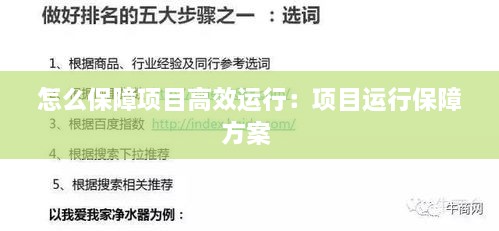 怎么保障项目高效运行：项目运行保障方案 