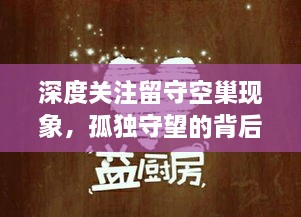 深度关注留守空巢现象，孤独守望的背后故事