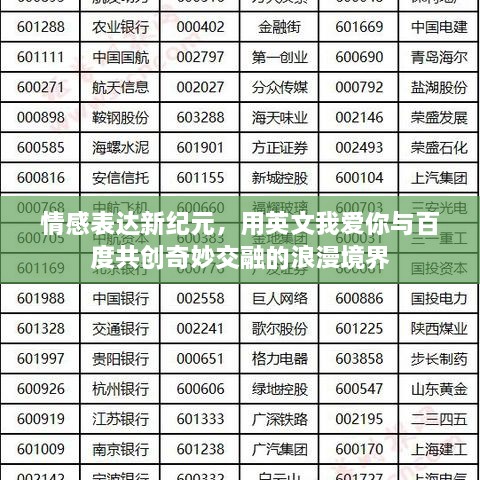 情感表达新纪元，用英文我爱你与百度共创奇妙交融的浪漫境界