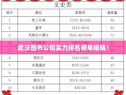 武汉图书公司实力排名榜单揭晓！