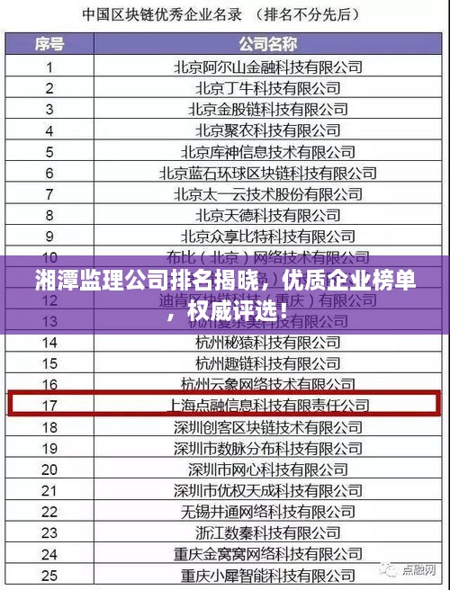 湘潭监理公司排名揭晓，优质企业榜单，权威评选！