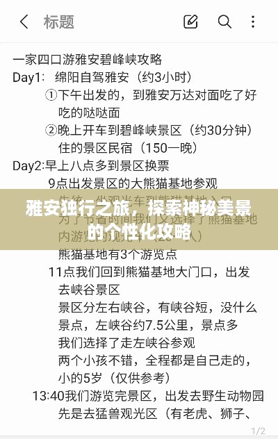 雅安独行之旅，探索神秘美景的个性化攻略